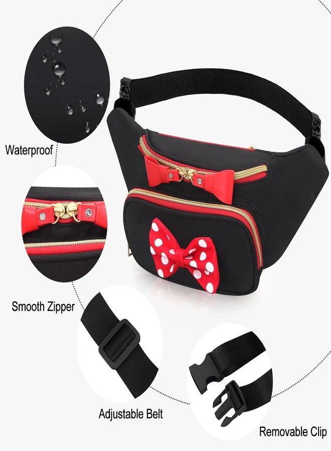 Dksyee Cute Disney Fanny Pack for Women Teen Girls Minnie Bowknot Polka Dot Fanny Packs Cartoon Hiking Waist Bag Travel Waist Pack Crossbody Belt Bags Little Kid Outdoor Waist Packs - Image 4